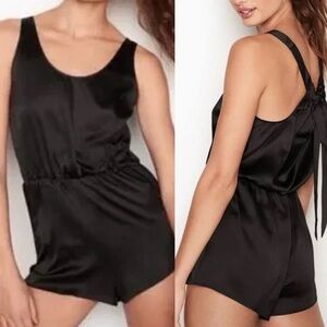 Victorias Secret Black Satin Romper